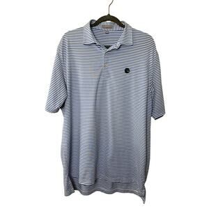 Peter Millar summer comfort golf polo shirt blue white stripes large